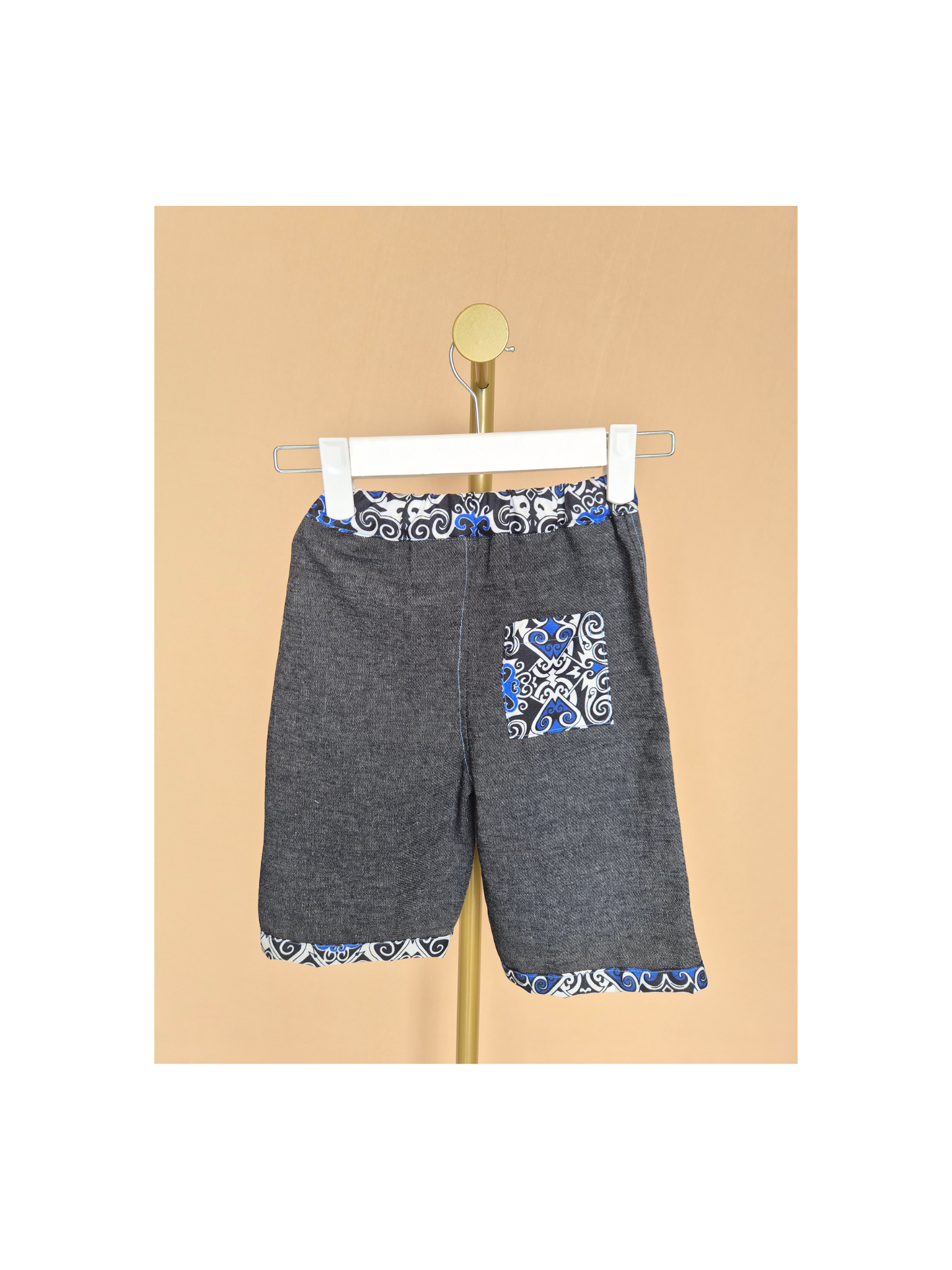 Handmade Blue Print Shirt & Shorts Set – Size 1–2