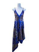 Blue Paisley Asymmetrical Slip Dress