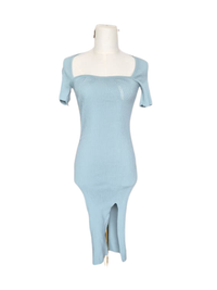 Ribbed Knit Midi Dress – Powder Blue Size S