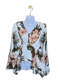 Floral Wrap Blouse with Bell Sleeves – Size S