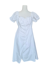 White Puff Sleeve Midi Dress