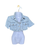 SHEIN Light Wash Cropped Denim Jacket – Size XS