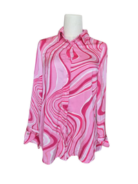 Pink Swirl Print Chiffon Shirt Size S