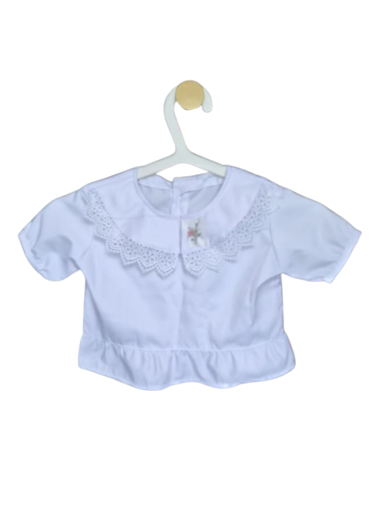 Handmade Baby Blue Lace Collar Blouse (0–6 Months)