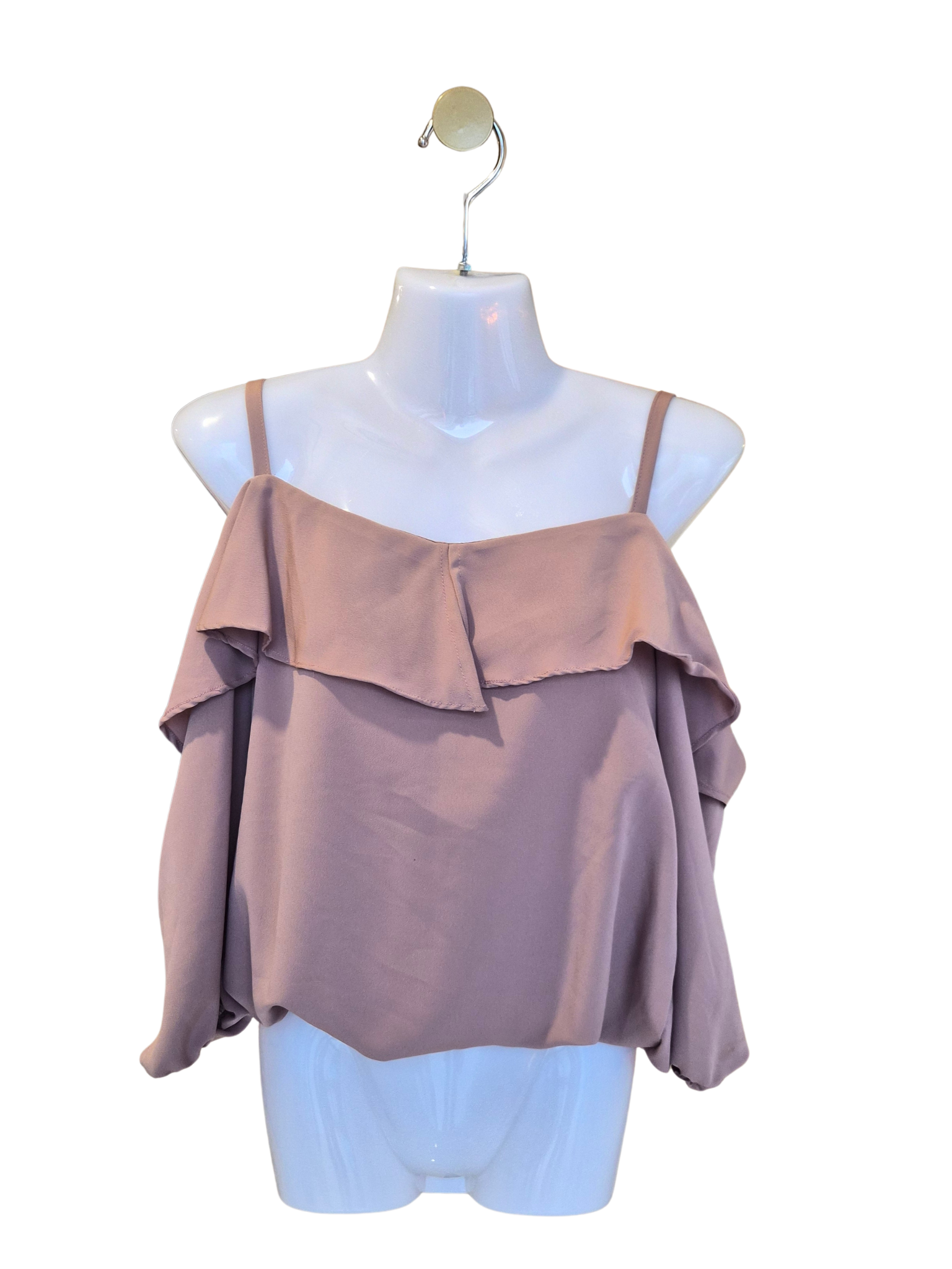 Mauve Off-Shoulder Ruffle Blouse