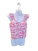 Faballey Pink Floral Ruched Crop Top – Size XS