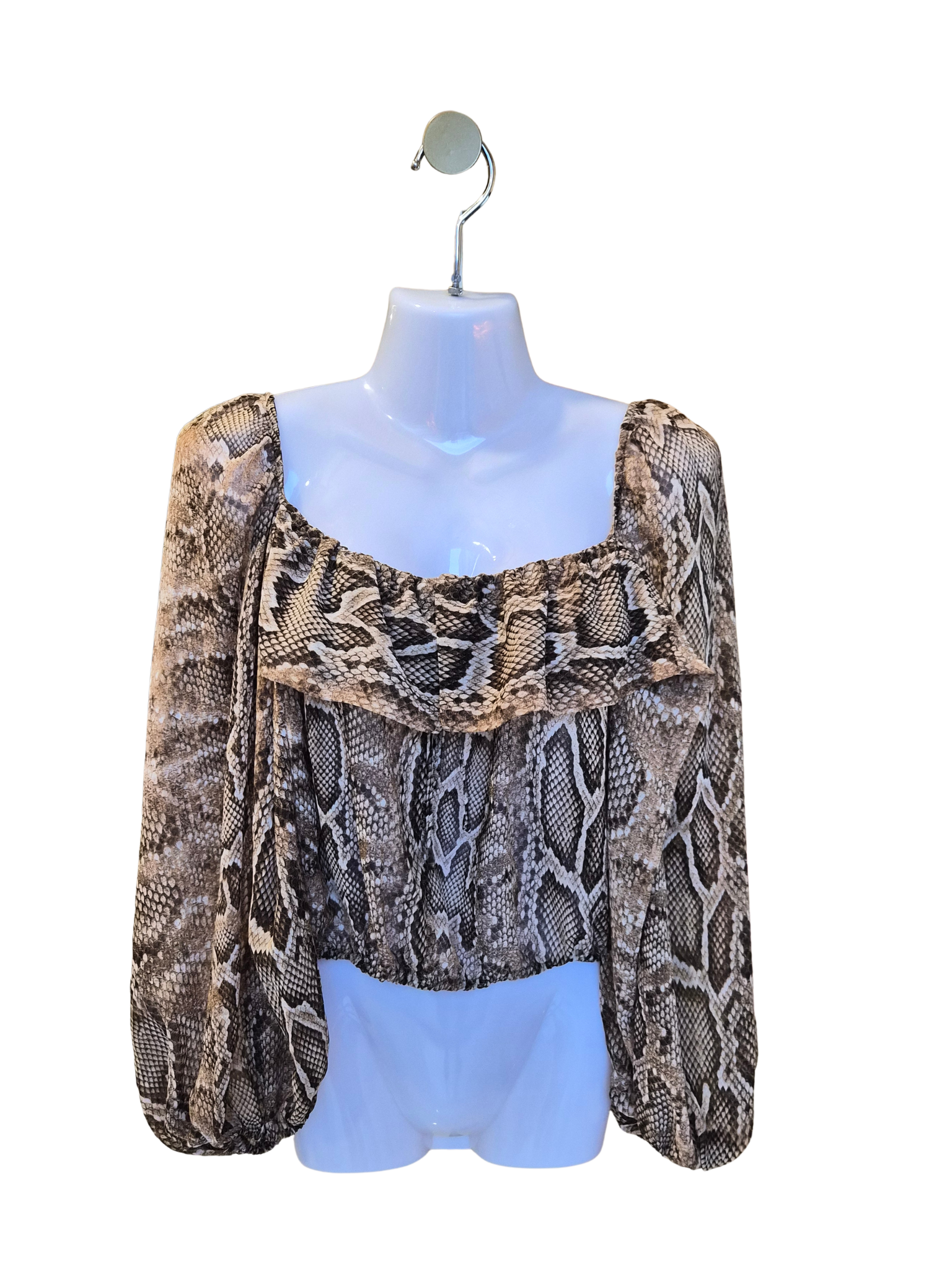 ZARA Snake Print Ruffle Crop Top