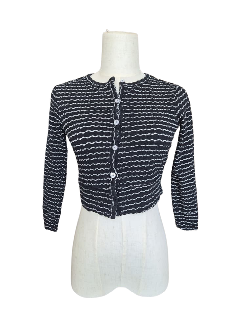 Black & White Textured Cropped Cardigan – Size XS / S