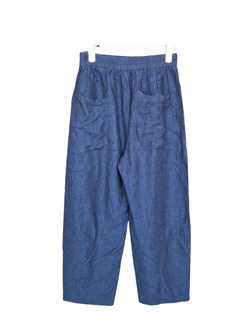 Blue Chambray Wide-Leg Pants