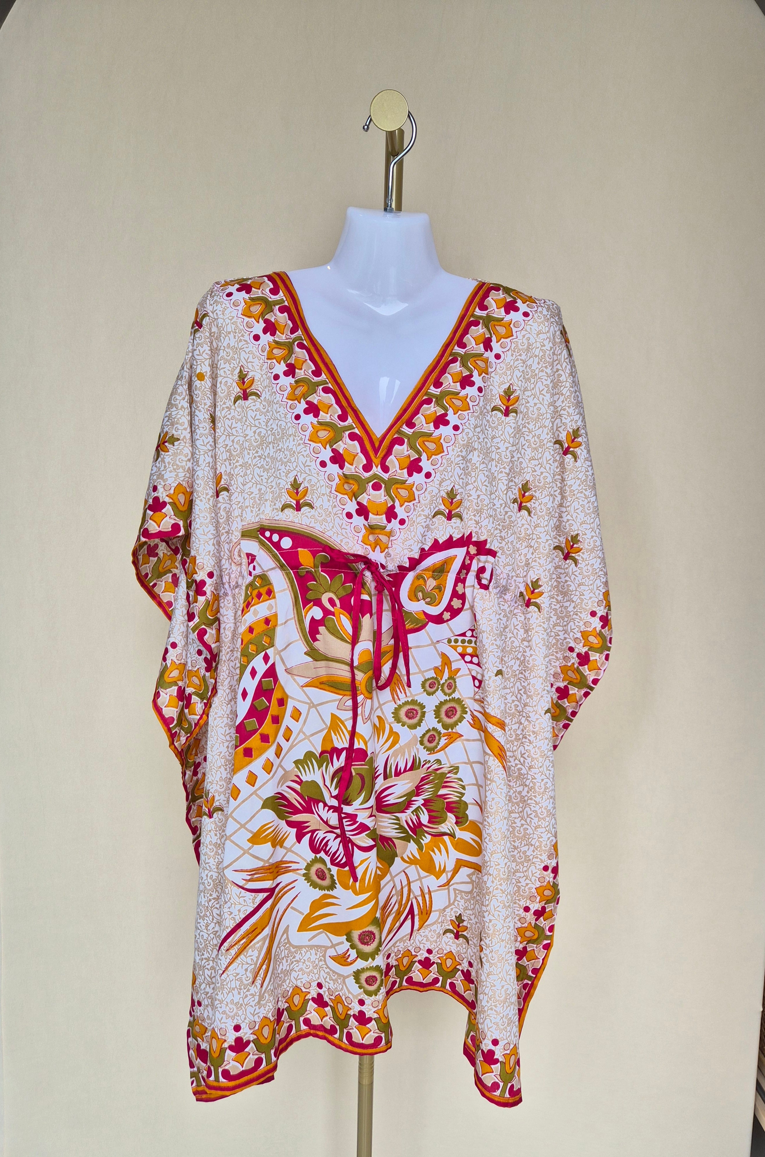 Bohemian Floral Kaftan Tunic (M)