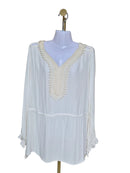 ZARA Basic Ivory Crochet Trim V-Neck Blouse (XS)
