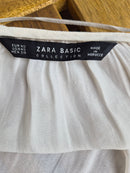 ZARA Basic Ivory Crochet Trim V-Neck Blouse (XS)