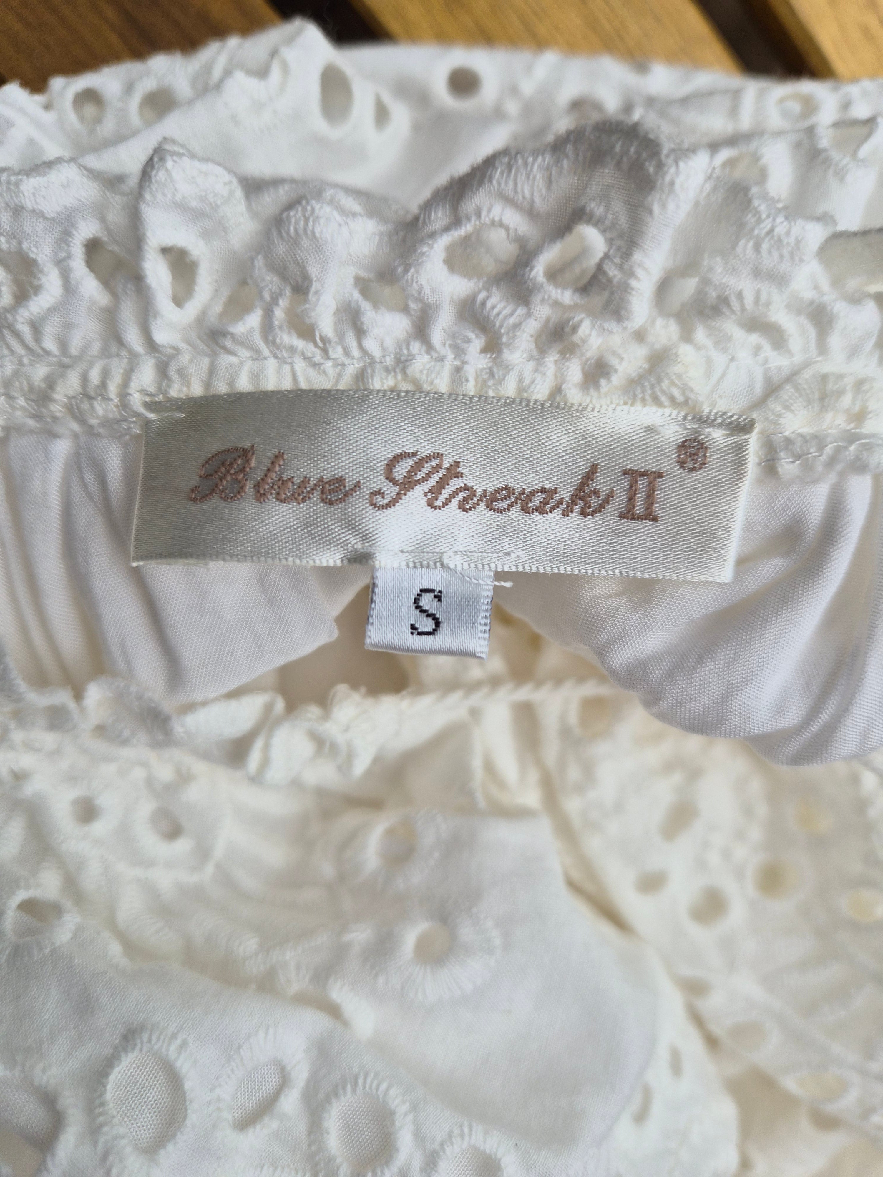 Blue Threads II White Broderie Anglaise Tiered Midi Dress (Size S)