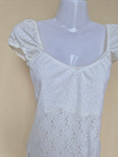 Morgan de Toi White Floral Lace Puff Sleeve Top