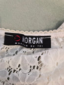 Morgan de Toi White Floral Lace Puff Sleeve Top