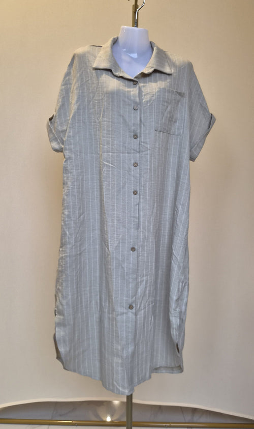 Light Blue Pinstripe Shirt Dress – Size L