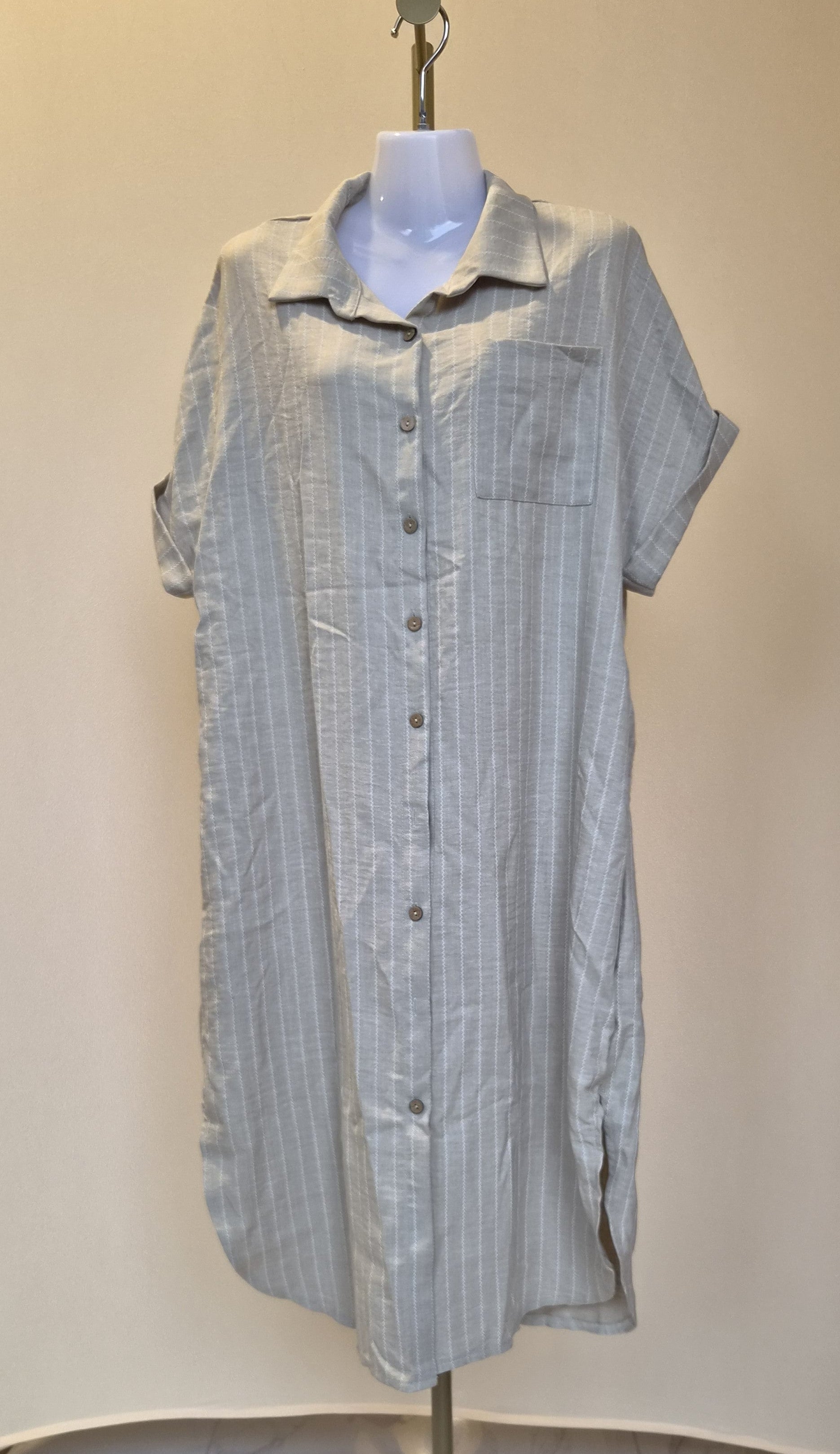 Light Blue Pinstripe Shirt Dress – Size L