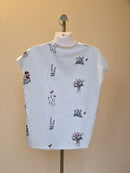 Floral Print Mandarin Collar Blouse – Size L