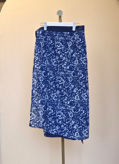 Shanshan Blue Floral Wrap Skirt – Size 2XL (Brand New)