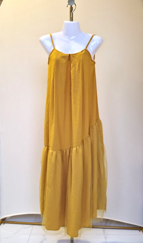 Mustard Yellow Tiered Cami Dress – Size XL