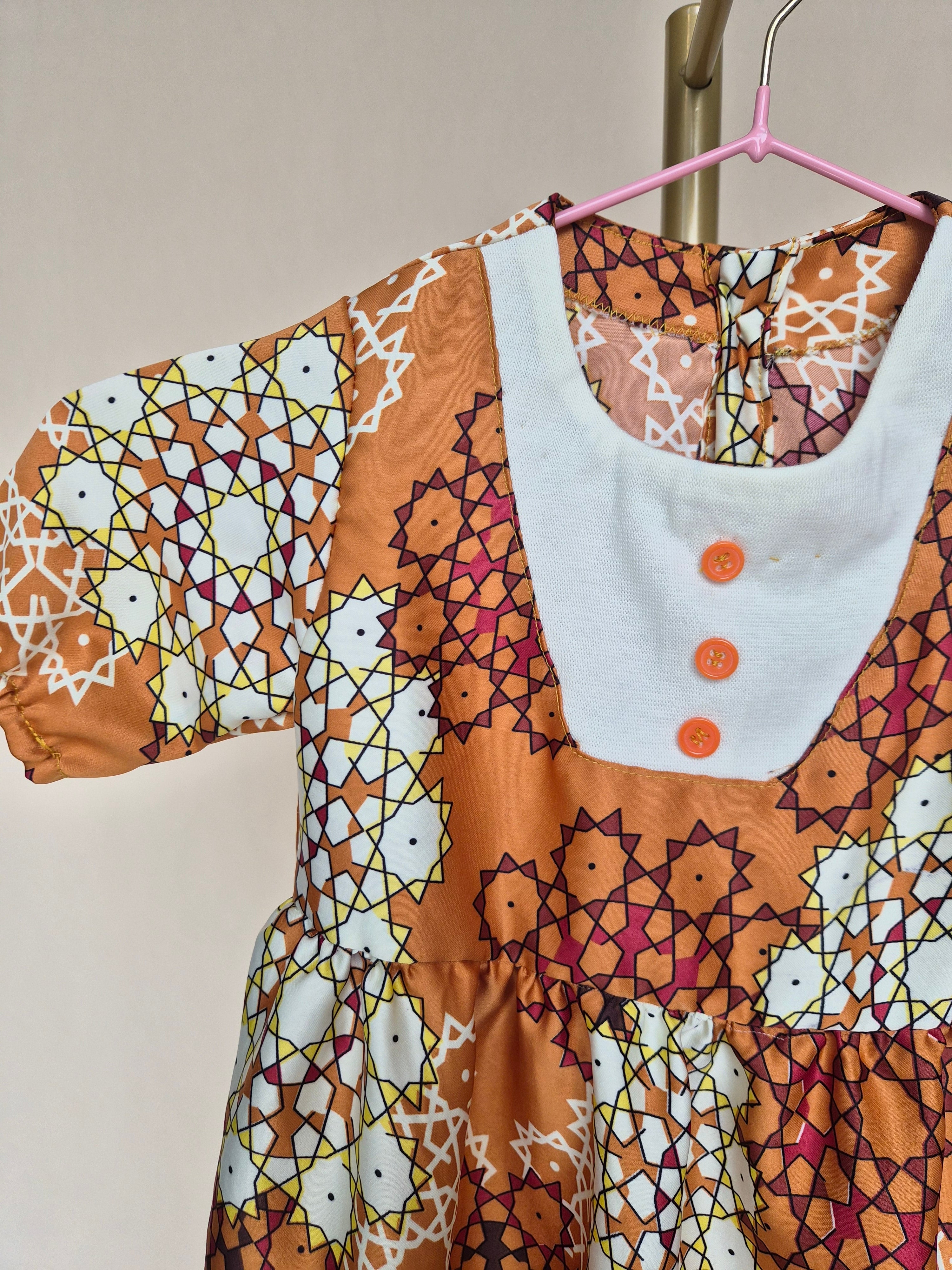 Handmade Girls' Geometric Print Dress (Brand New, not Pre-loved)