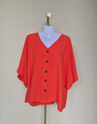 Coral Button-Front Blouse - Size L/XL