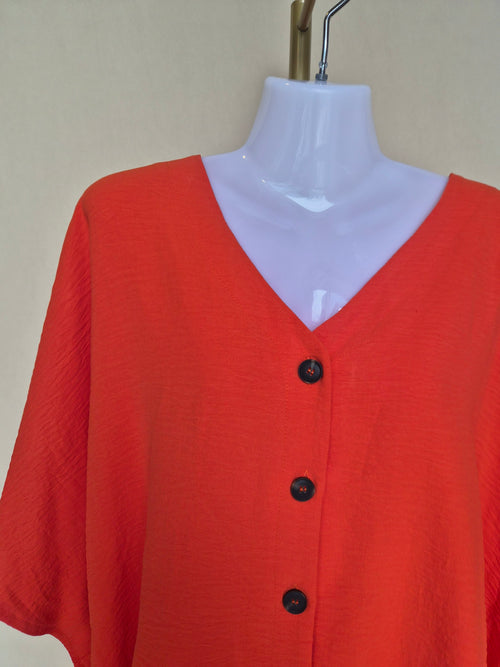 Coral Button-Front Blouse - Size L/XL