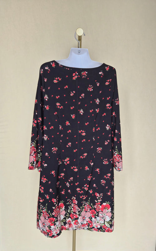 Floral Border Tunic Dress Size L / XL