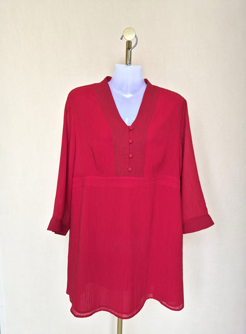 MS. READ Red Tunic Blouse (Size 18 XL)