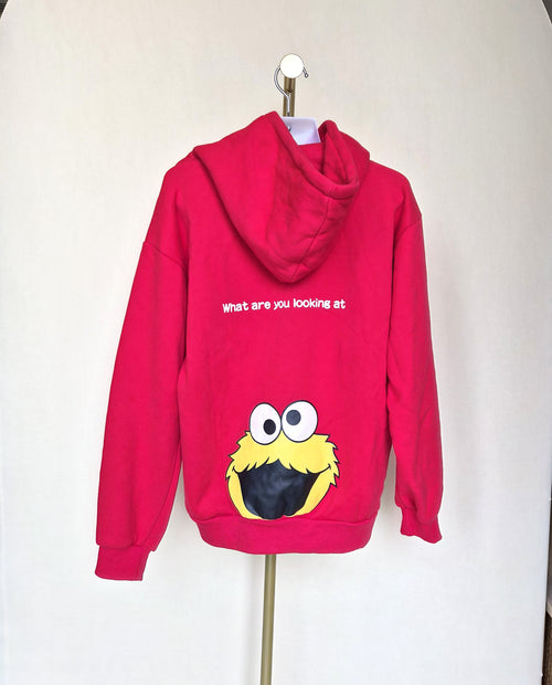 Title: Red Graphic Fleece Hoodie (Size Free)
