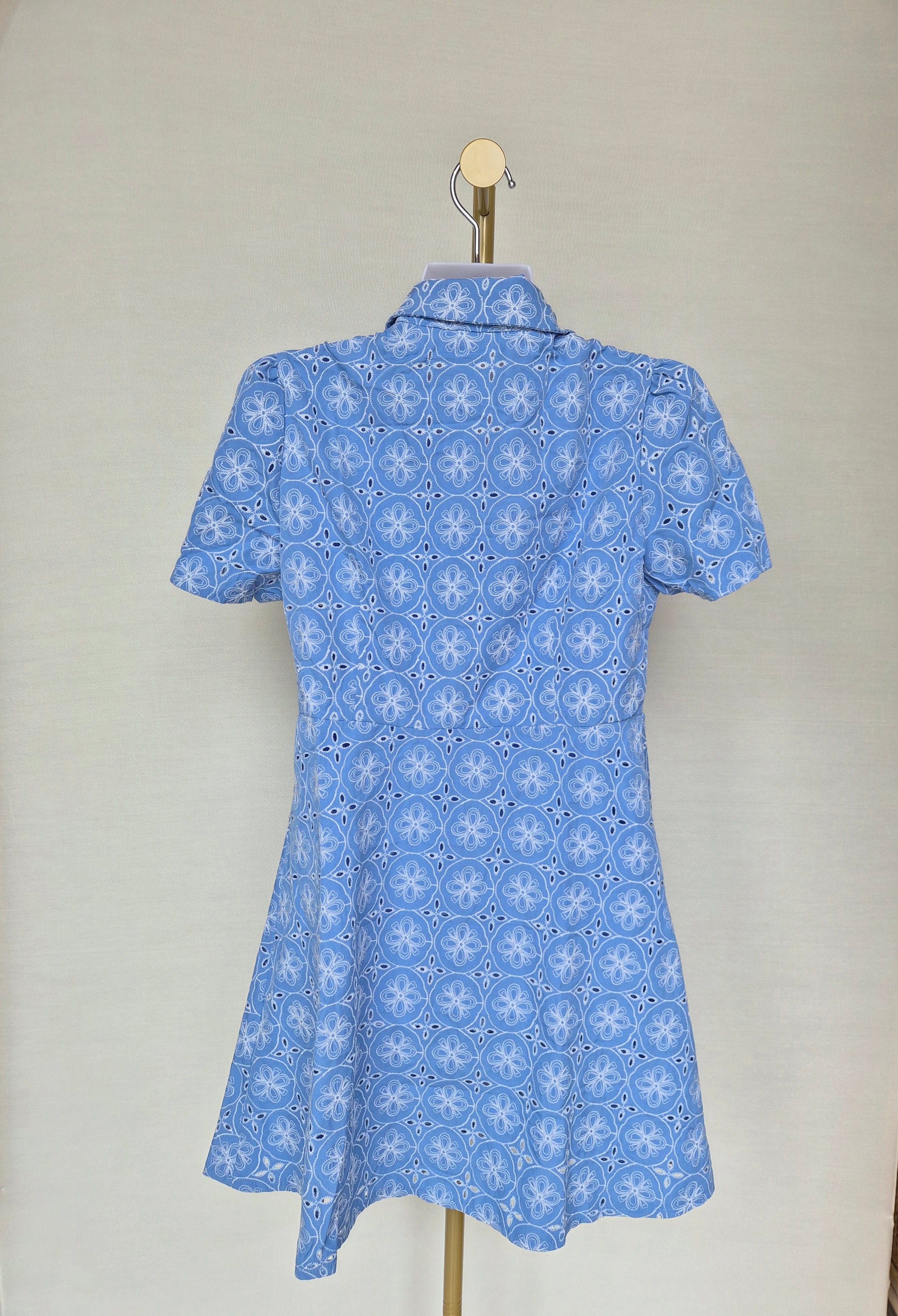 SHEIN Blue Eyelet Shirt Dress – Size S (Brand New)
