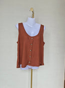 Ribbed Knit Tank Top – Rust Brown Size XL