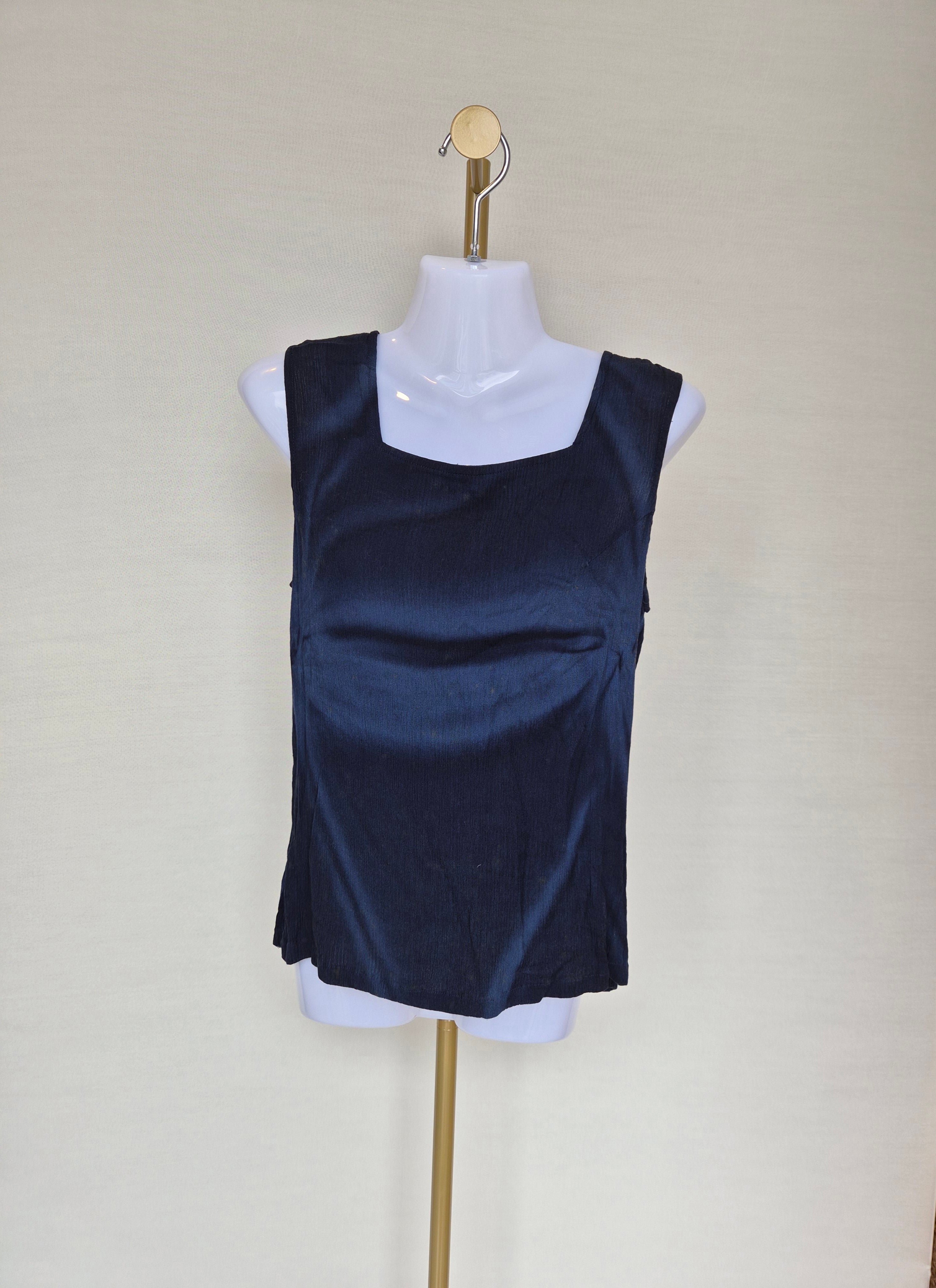 Exotic Bali Navy Sleeveless Button Top Size S