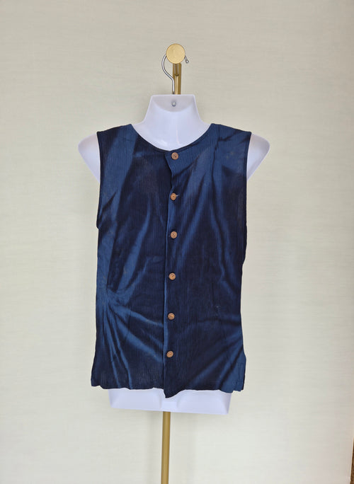 Exotic Bali Navy Sleeveless Button Top Size S