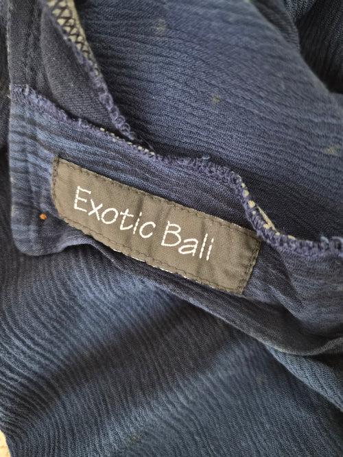 Exotic Bali Navy Sleeveless Button Top Size S