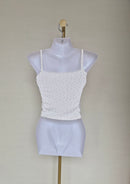 Floral Lace Trim Cami Top (White) Size S
