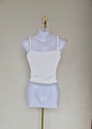 Floral Lace Trim Cami Top (White) Size S