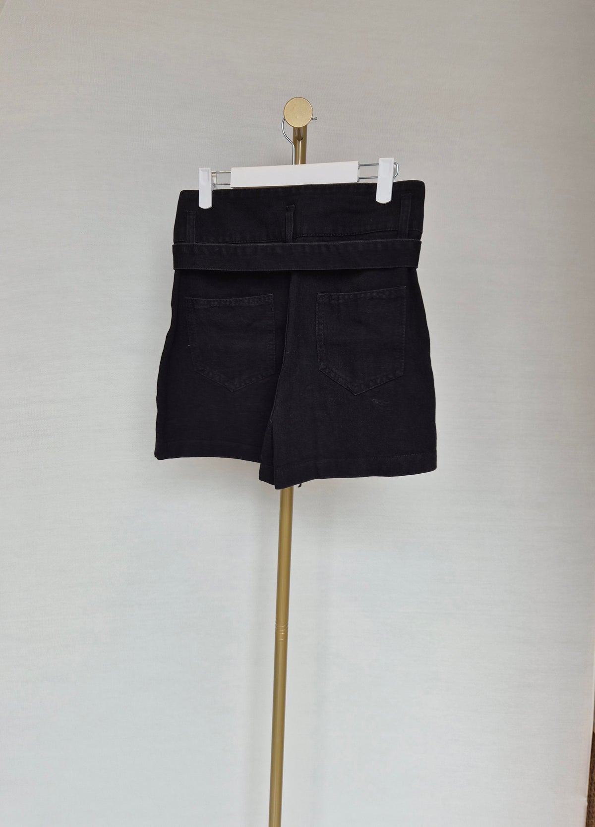 Black High-Waisted Belted Shorts (Size S)