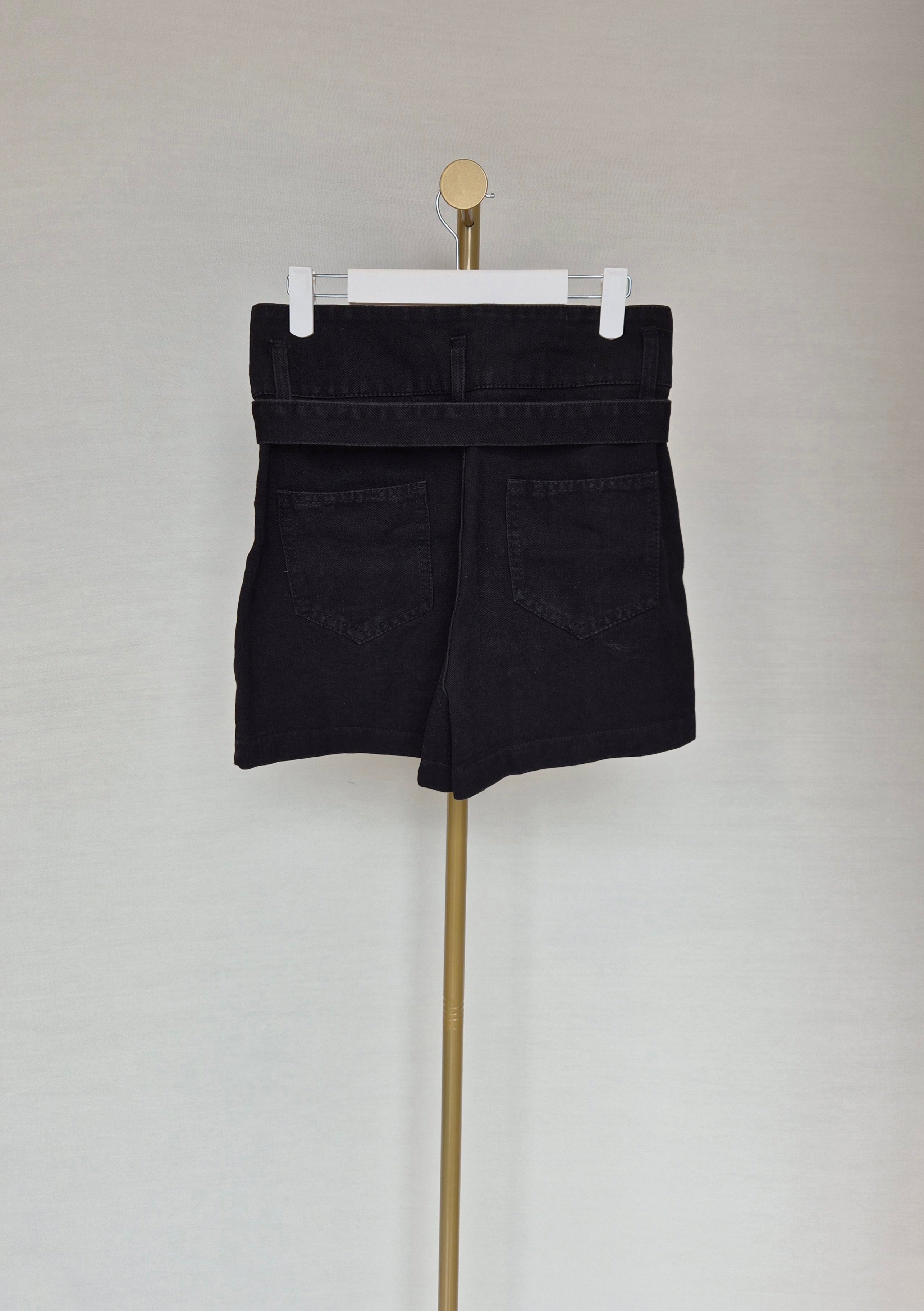 Black High-Waisted Belted Shorts (Size S)