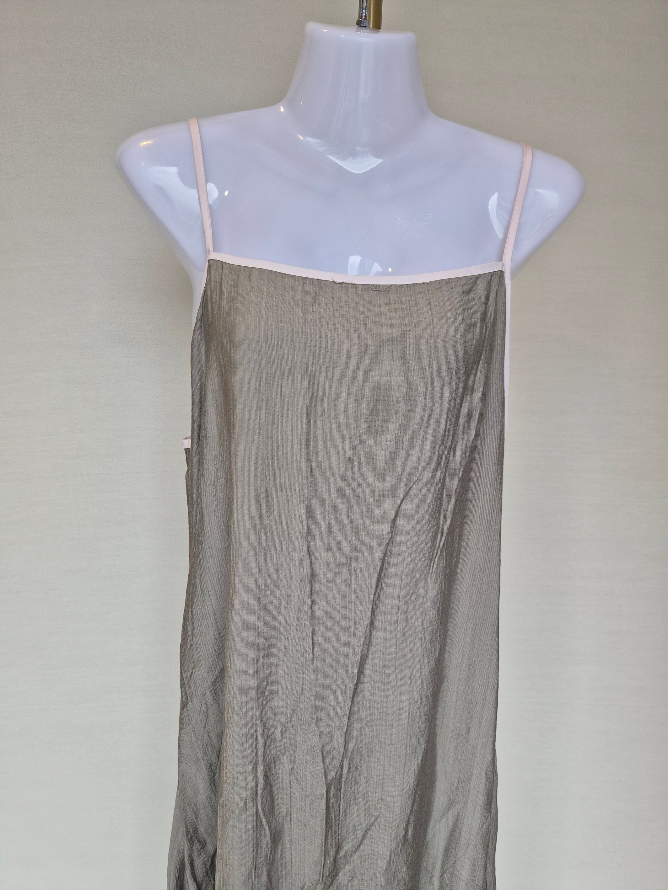 Minimalist Linen-Blend Maxi Slip Dress Free Size