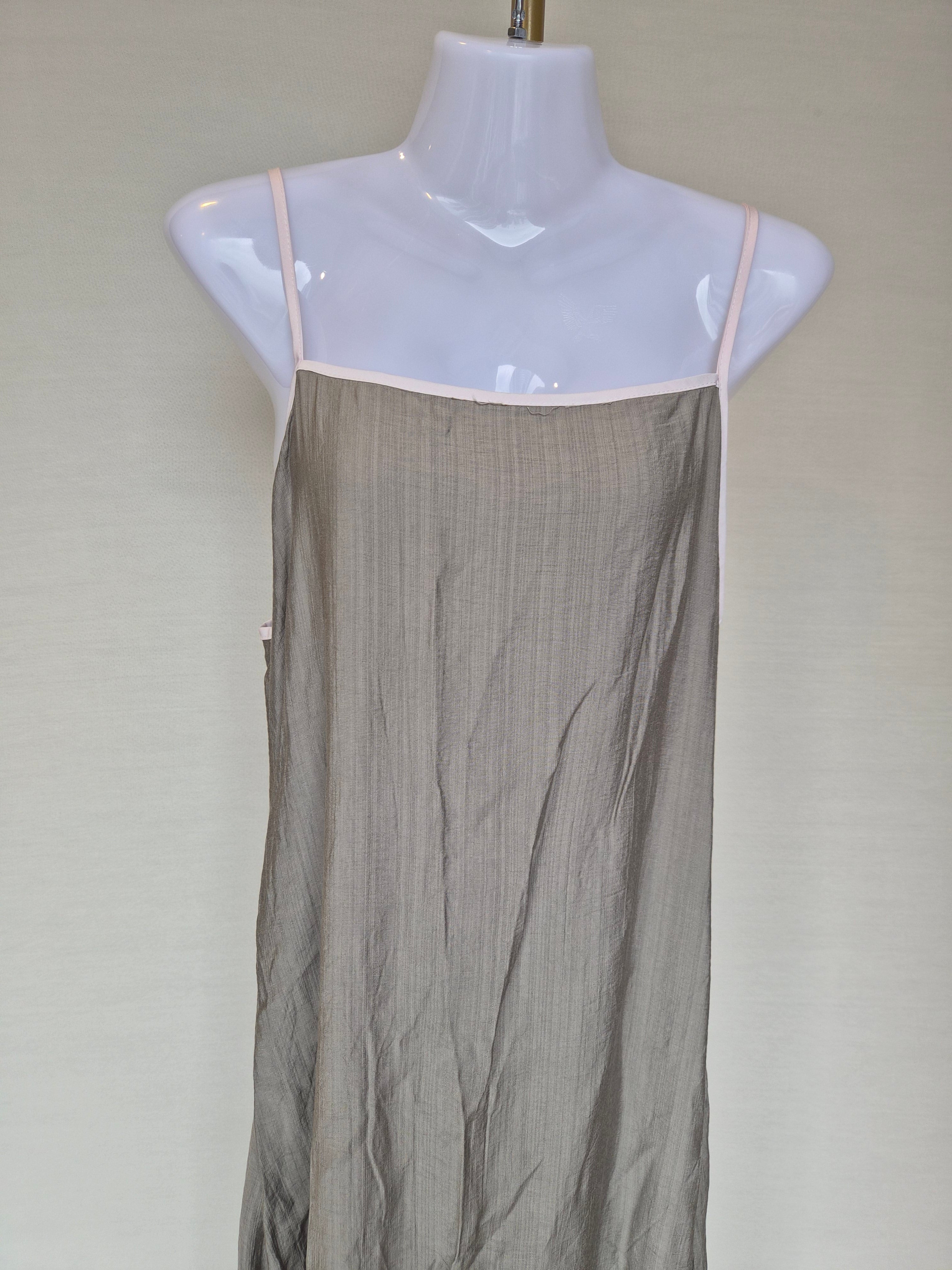 Minimalist Linen-Blend Maxi Slip Dress Free Size