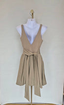 Beige Reversible Tie-Waist Mini Dress Size S