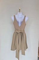 Beige Reversible Tie-Waist Mini Dress Size S
