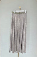 Massimo Dutti Metallic Gold Flowing Maxi Skirt – Size M