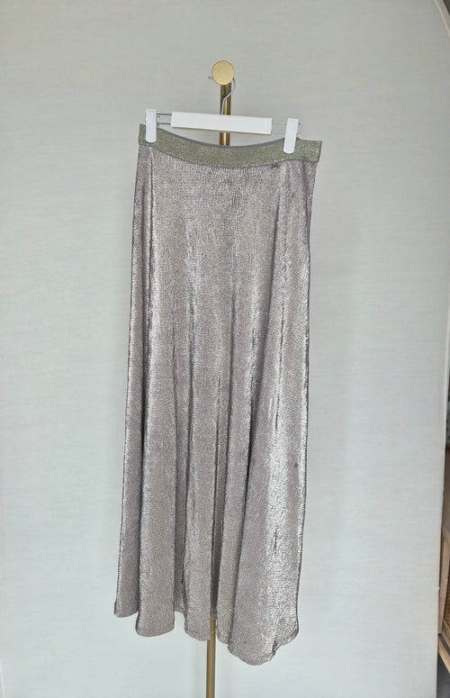 Massimo Dutti Metallic Gold Flowing Maxi Skirt – Size M