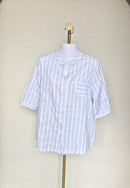 Blue & White Striped Cotton Blouse (Size XL)