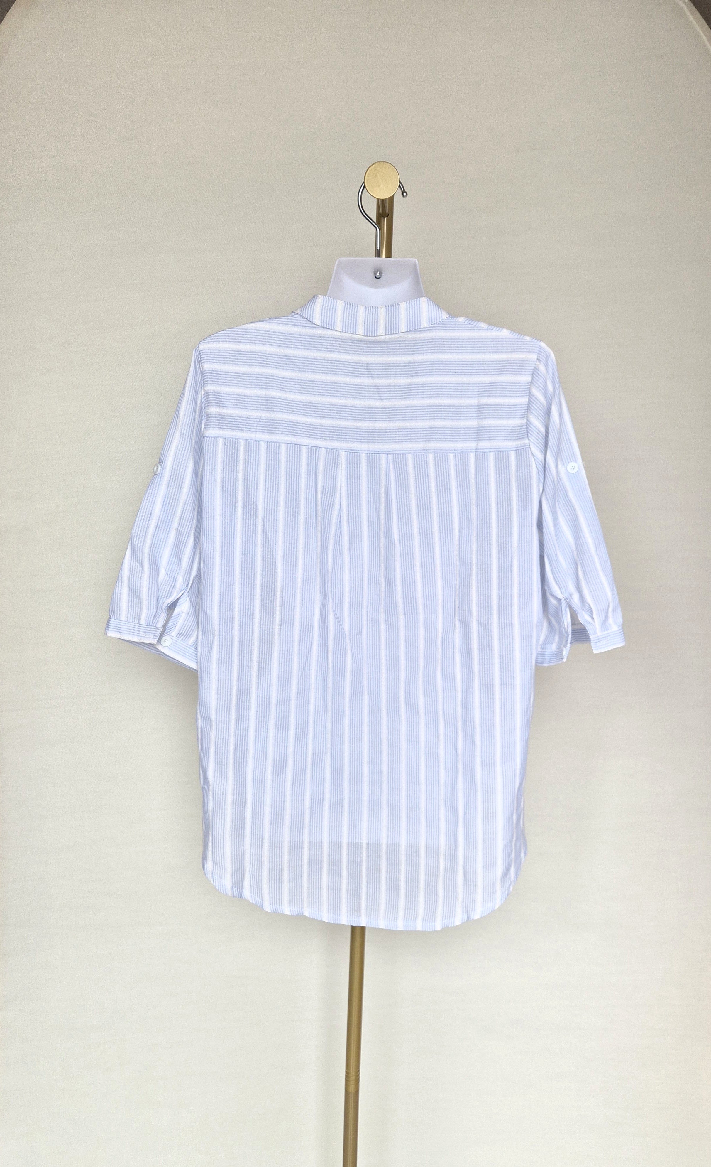 Blue & White Striped Cotton Blouse (Size XL)