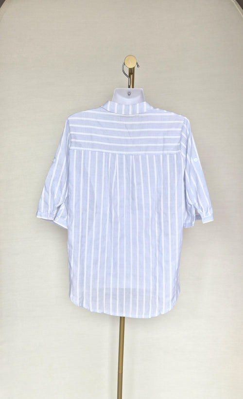Blue & White Striped Cotton Blouse (Size XL)