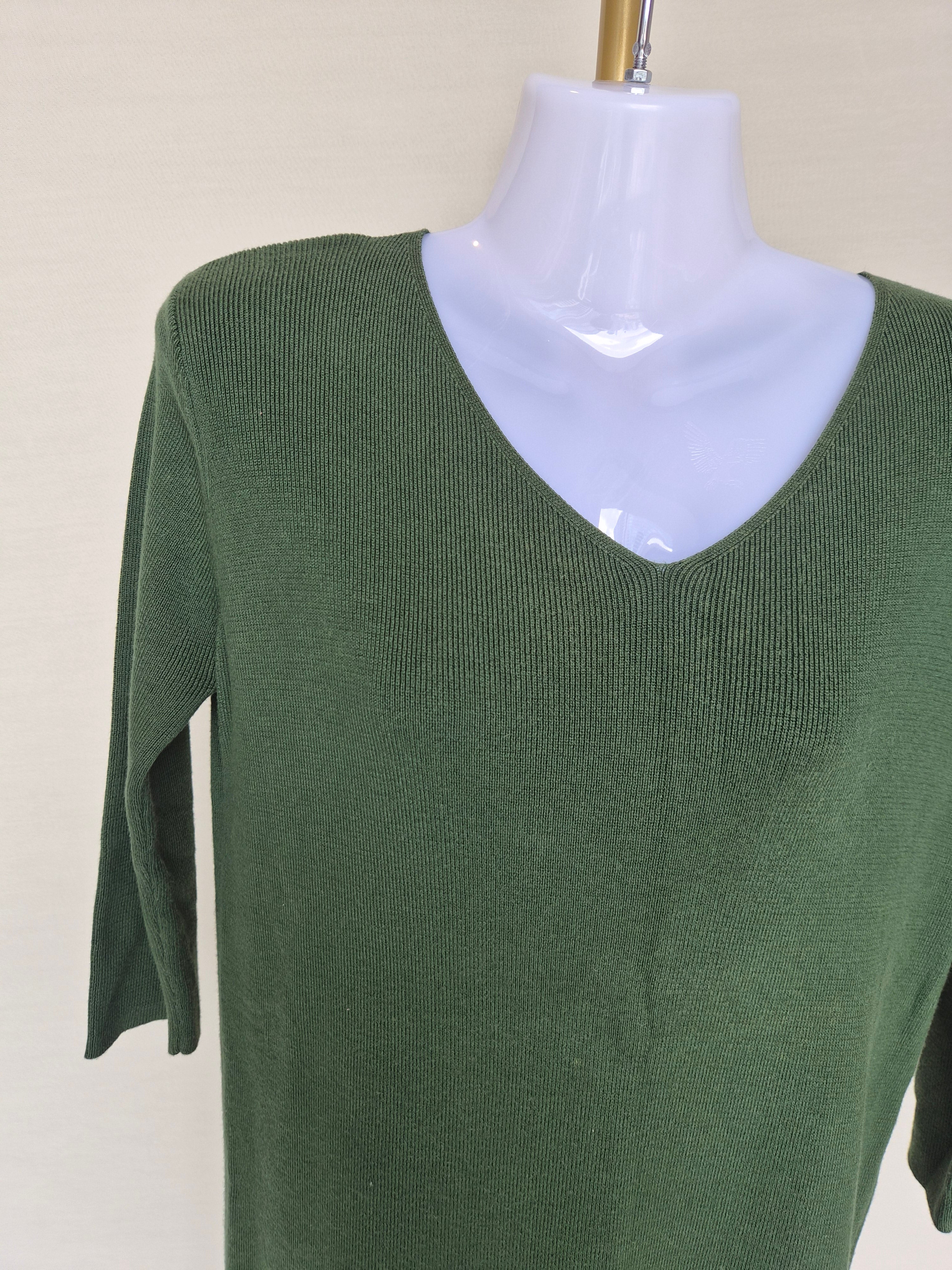 Olive Green Knit Midi Dress Free Size