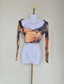 SHEIN Tie-Dye Ribbed Crop Top (Size S)